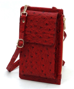 Ostrich Crossbody Cell Phone Purse OR071 RED